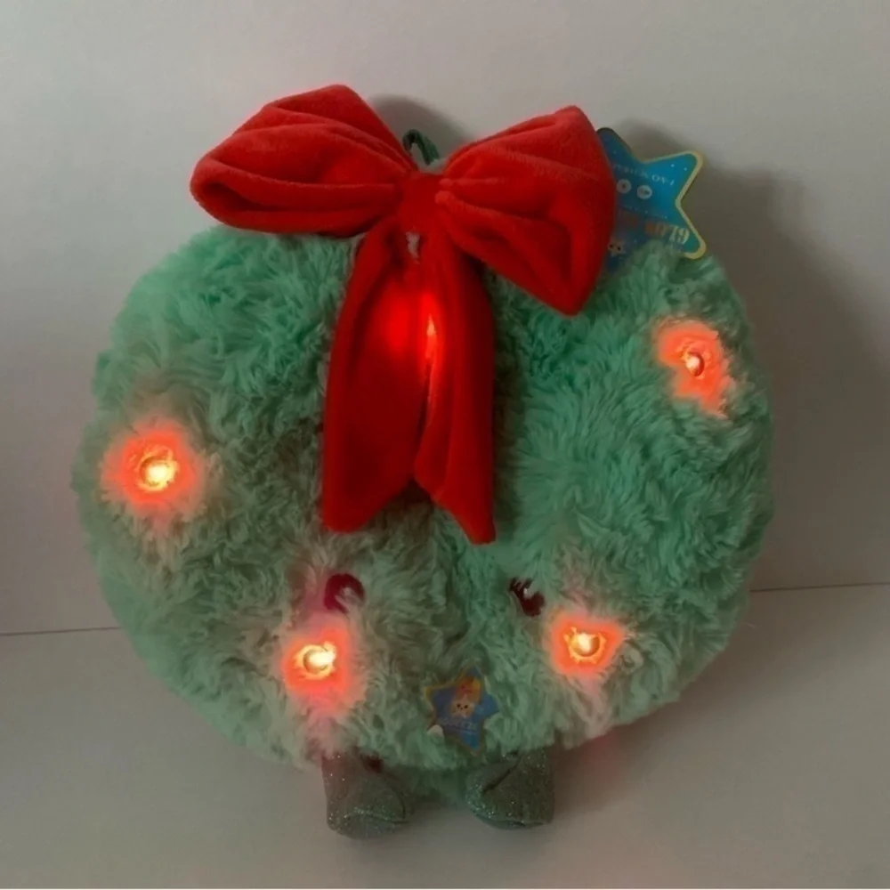 NWT. FAO SCHWARZ 10” Glow Brights Plush Wreath